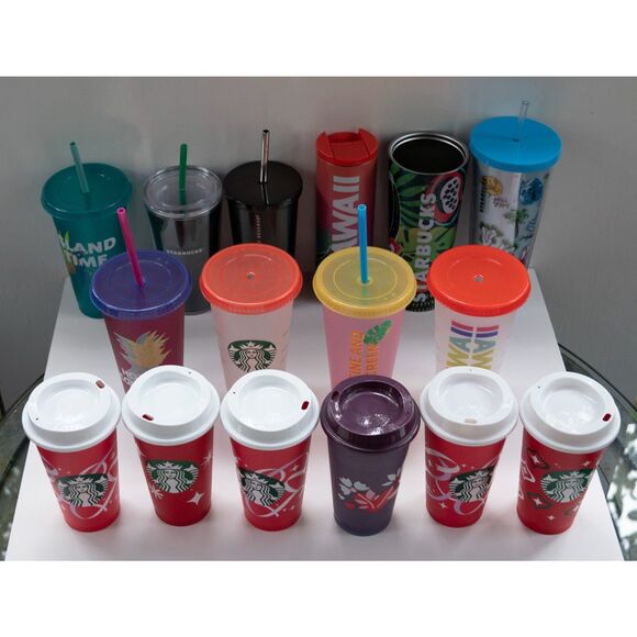Lot of 16 Starbucks Hawaii Tumbler Cups  / Reusable Cups - Holiday / Reserve - Picture 1 of 11